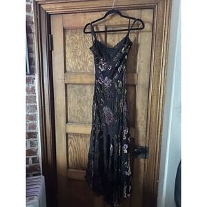 Vintage Cache Black Floral Beaded Dress Sequin Y2k Whimsygoth